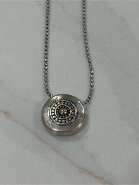 Silver and Gold Round Pendant Necklace - Women Jewelry